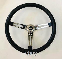 Black Foam on Chrome Steering Wheel 15 for 1976-1995 Jeep CJ5 CJ7 YJ Wrangler