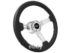 Black Leather Steering Wheel Kit 6-Bolt compatible with 1976-95 Jeep