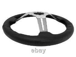 Black Leather Steering Wheel Kit 6-Bolt compatible with 1976-95 Jeep