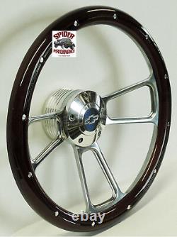 CPP IDIDIT Flaming River column steering wheel BOWTIE 14 BILLET & WOOD RIVET