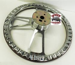 CPP IDIDIT Flaming River column steering wheel BOWTIE 14 BILLET & WOOD RIVET