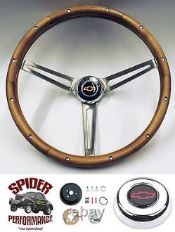 CPP IDIDIT Flaming River column steering wheel RED BOWTIE 15 MUSCLE CAR WALNUT