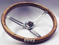 CPP IDIDIT Flaming River column steering wheel RED BOWTIE 15 MUSCLE CAR WALNUT