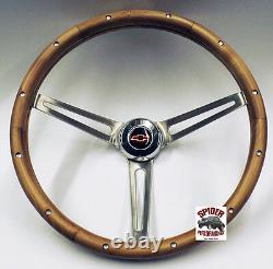 CPP IDIDIT Flaming River column steering wheel RED BOWTIE 15 MUSCLE CAR WALNUT