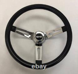 Chevelle Nova Camaro Impala Grant Black Chrome Spoke Steering Wheel 13 1/2 SS