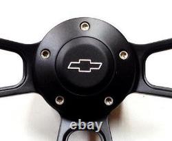 Chevrolet Monte Carlo 14 Black on Black Steering Wheel + Chevy Horn + Adapter