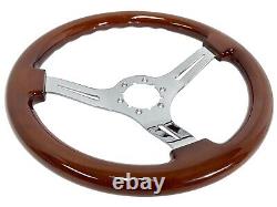 Chevy Two-Ten Mahogany Wood Steering Wheel Kit For GM Spline, IDIDIT Column