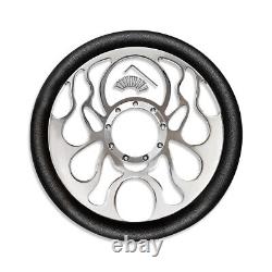 Chrome 14 Billet Flamed Half Wrap Steering Wheel withHorn Button &9 Holes Adapter