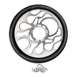 Chrome 14 Billet Flamed Half Wrap Steering Wheel withHorn Button &9 Holes Adapter