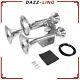 Chrome 3 Trumpet Horns Kit Train Air Horn for Truck Car SUV Boat 150dB 12V/24V