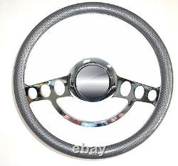 Chrome Hot Rod Steering Wheel Full Kit for 1969 to 1994 Chevy, Buick, GM, Olds