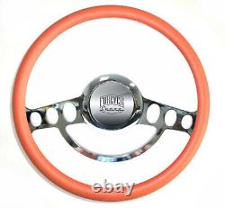 Chrome Hot Rod Steering Wheel Full Kit for 1969 to 1994 Chevy, Buick, GM, Olds