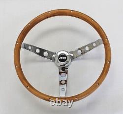 Classic Wood Steering Wheel 13 1/2 for 1976-1995 Jeep CJ5 CJ7 YJ Wrangler