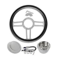 GM 14 Chrome Aluminum Steering Wheel Tri Spoke with Adapter & Smooth Horn Button