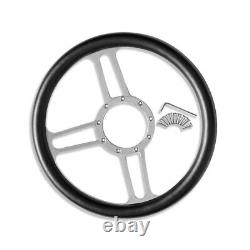 GM 14 Chrome Aluminum Steering Wheel Tri Spoke with Adapter & Smooth Horn Button