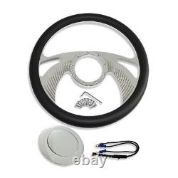 GM 14 Chrome Billet Wings Aluminum Steering Wheel 9 Holes & Smooth Horn Button