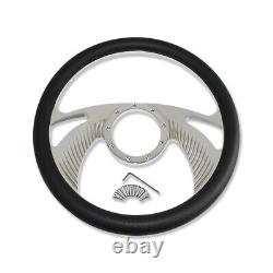 GM 14 Chrome Billet Wings Aluminum Steering Wheel 9 Holes & Smooth Horn Button