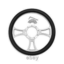 GM 14 Trinity Steering Wheel with Chrome 9 Holes Adapter & Smooth Horn Button