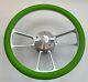 GREEN Half Wrap 14 BILLET Steering wheel + Hub adaptor + Retro GMC Horn Button