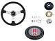 Grant 14 Wheel with Installation Kit & Oldsmobile Red/Gray Horn Button Universal