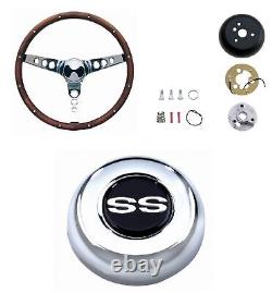 Grant Classic Wood Wheels & Steering Wheel Installation Kit & Chrome Horn Button