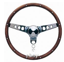 Grant Classic Wood Wheels & Steering Wheel Installation Kit & Chrome Horn Button