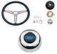 Grant Nostalgia Black Steering Wheel Installation Kit Blue Horn Button for F-150