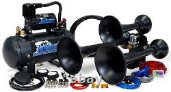 HornBlasters Outlaw Black 127H Loud Train Air Horn Kit for Truck with Compressor