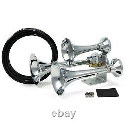 HornBlasters Outlaw Chrome 127H Loud Train Horn Kit for Trucks with Air System