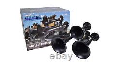 HornBlasters Outlaw Loud Train Air Horn Set for Semi or Large Truck Black