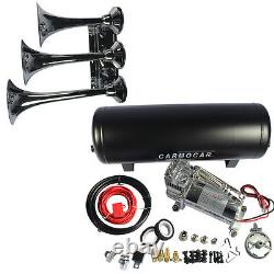 LOUD 152dB 3 TRUMPET TRAIN AIR HORN WITH 3 GAL TANK/200PSI COMPRESSOR TRUCK BOAT