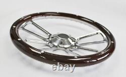 Mahogany Billet 4 Spoke Steering Wheel 14 fits Ididit & Flaming River Column