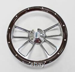 Mahogany Billet 4 Spoke Steering Wheel 14 fits Ididit & Flaming River Column