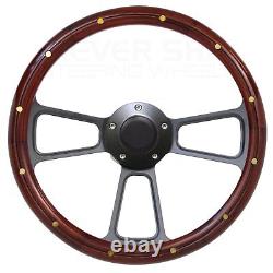 Mahogany & Black Billet Steering Wheel Kit for 1967 1974 Ford Bronco