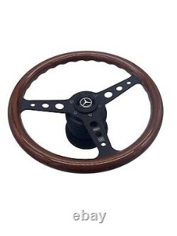 Mercedes-Benz W123 W124 W126 W201 MOMO Indy BLACK Steering Wheel Mahogany Wood