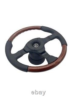 Mercedes-Benz W126 W123 W201 R107 MOMO Wood Dark Fighter Steering Wheel 350mm