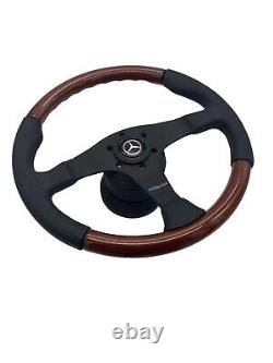 Mercedes-Benz W126 W123 W201 R107 MOMO Wood Dark Fighter Steering Wheel 350mm