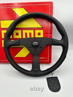 Momo MonteCarlo 14in Leather Steering Wheel Black Horn Black Stitching MCL35BK3B