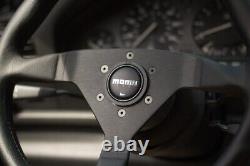 Momo MonteCarlo 14in Leather Steering Wheel Black Horn Black Stitching MCL35BK3B