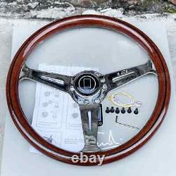 NARDI Classic 360mm Steering Wheel Mahogany Wood with Chrome Finish