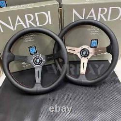 Nardi Classic Steering Wheel 14inch Deep Dish Corn Black Spokes Leather 350mm