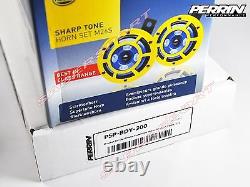 Perrin Bracket + Hella Sharptone Horns (Yellow) + Harness for 2002-2007 WRX STI