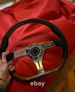 Real Wood and leather ND style D shape steering wheel with nard horn button