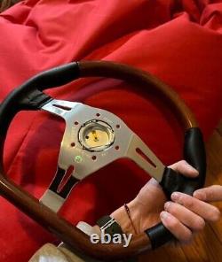 Real Wood and leather ND style D shape steering wheel with nard horn button