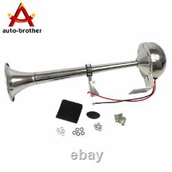 Single Trumpet Electric Horn 12v 390mm Marine Truck Car Boat Stainless Steel