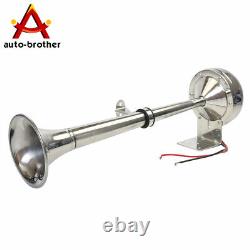 Single Trumpet Electric Horn 12v 390mm Marine Truck Car Boat Stainless Steel