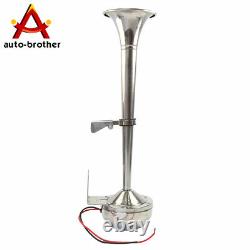 Single Trumpet Electric Horn 12v 390mm Marine Truck Car Boat Stainless Steel