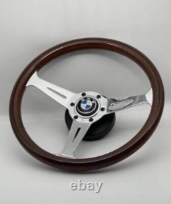 Steering Wheel Fits BMW BMW E30 E34 E24 E32 Z1 Custom Rebuilt 350mm Wood Chrome