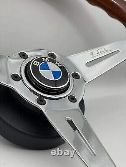 Steering Wheel Fits BMW BMW E30 E34 E24 E32 Z1 Custom Rebuilt 350mm Wood Chrome