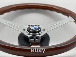 Steering Wheel Fits BMW BMW E30 E34 E24 E32 Z1 Custom Rebuilt 350mm Wood Chrome